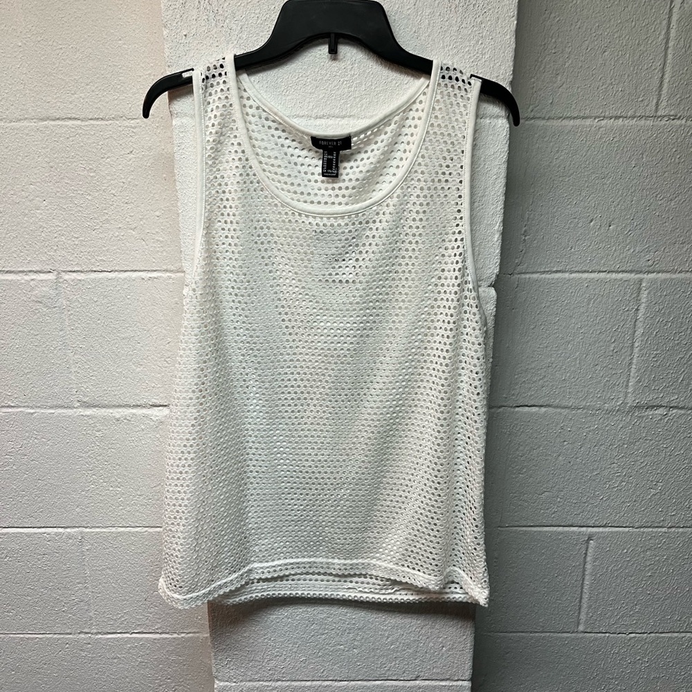 Forever 21 White Tank Top Classic Cotton